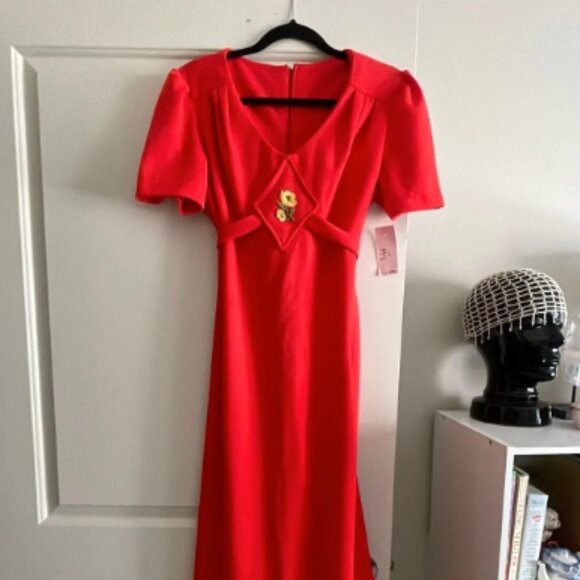 70s Bright Orange Tee Maxi Dress - Picture 1 of 5